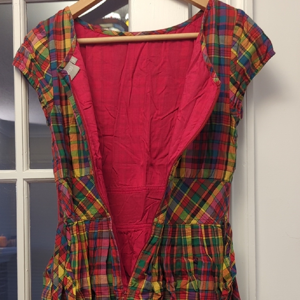 eShakti Multicolor Plaid Dress Size Small - Picture 4 of 16